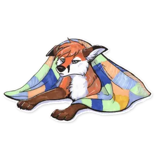 😴 c37ff148 lis, zwierzę, koc, przytulny, kreskówka, uroczy whatsapp sticker
