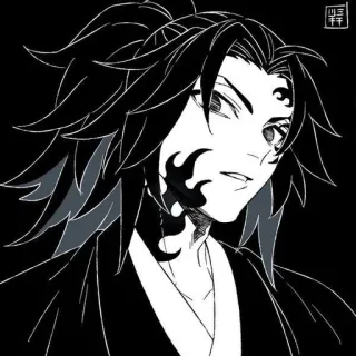 🀄️ e5e79529 Аниме, Персонаж, Клинок, рассекающий демонов, Черно-белое, Иллюстрация telegram sticker