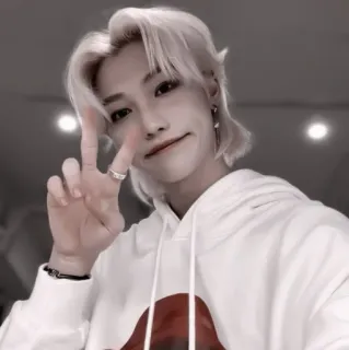 🧹 f5b9c40f Felix kpop, 스트레이 키즈, 아이돌, 가수, 피스 사인 telegram sticker