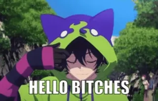 ❤️ 154508c1 HELLO BITCHES Anime, Tai mèo, Áo hoodie, Xin chào, Lời chào telegram sticker