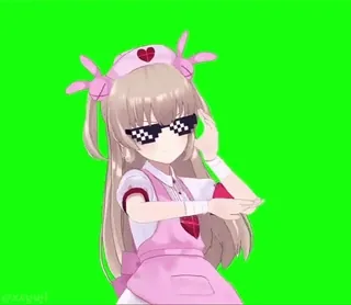 🤍 2db8d5fe Gái anime, Dễ thương, Kawaii, Kính pixel, 3D, Phông xanh, Nhân vật, Hoạt hình telegram sticker
