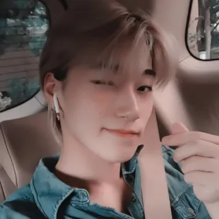 π 48961451 kpop, asian, male, wink, idol, earphones, portrait telegram sticker