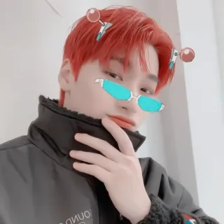 π b4389fe7 sunglasses, selfie, person, red hair, male, young telegram sticker