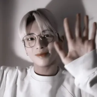 🍣 3f9327af persona, hombre, gafas, retrato, mano, saludando telegram sticker