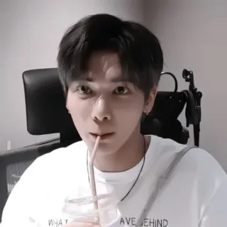 🍣 5e019865 WHAT I LEAVE BEHIND hombre, bebiendo, coreano, retrato, camiseta, casual telegram sticker