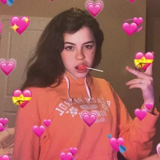 💞 e72d930d phụ nữ, cô gái, kẹo mút, trái tim, tuổi teen, dễ thương whatsapp sticker