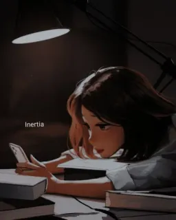 💜 cbd68251 Inertia gadis, belajar, buku, telepon, cahaya, meja, inersia telegram sticker
