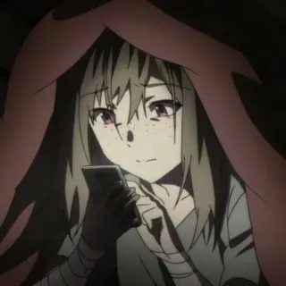 😭 42d683fe Anime, Fille, Taches de rousseur, Téléphone portable telegram sticker