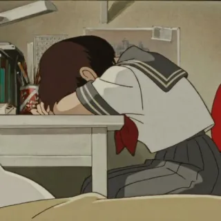 😭 927e9736 Anime, Triste, Écolière, Fatigué(e), Ennuyé(e) telegram sticker