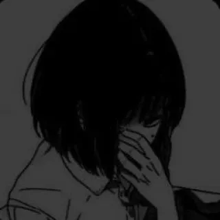 😭 e533ff6f anime, fille, triste, pleurs, monochrome telegram sticker