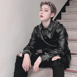 🍆 4478f5f8 osoba, modelka, moda, styl, kurtka skórzana, portret telegram sticker