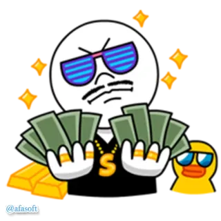 💸 54a219df @afasoft pieniądze, bogactwo, luksus, złoto, okulary przeciwsłoneczne, kreskówka, bogaty telegram sticker