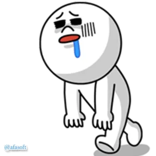 😓 59e74ceb @afasoft Kreskówka, Postać, Smutny, Wyczerpany, Śliniący się, Linia telegram sticker