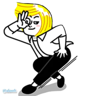 👌 94298bc3 @afasoft Kreskówka, Postać, Gest dłoni, Znak OK telegram sticker