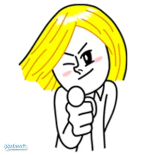 👉 af914224 kreskówka, wskazywanie, blond włosy, mrugnięcie, postać, białe tło, ilustracja telegram sticker