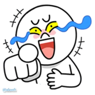 😂 b6b380ab Kreskówka, Emoji, Śmiech, Wskazywanie, Zabawne, Naklejka telegram sticker