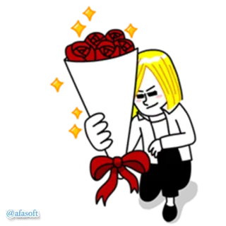💐 d735255f @afasoft kreskówka, kwiaty, postać, róże telegram sticker