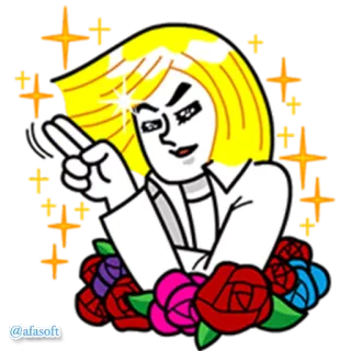 👋 fabfbbc9 @afasoft kreskówka, osoba, róża, naklejka, postać, kwiaty telegram sticker