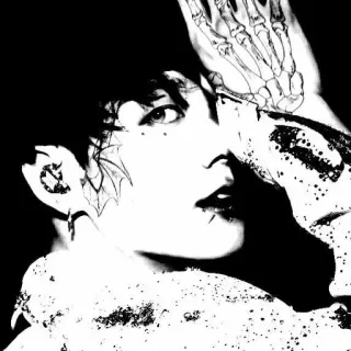 💔 fa7b767c orang, potret, gothic, gelap, monokrom, kerangka, halloween, horor telegram sticker