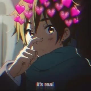🖤 055421fc it's real Аниме, Сердечки, Мультфильм, Любовь, Романтика whatsapp sticker