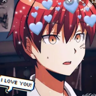 🖤 18c07ff5 Karma I LOVE YOU! Аниме, Любовь, Сердечки, Мультфильм, Милый, Привязанность whatsapp sticker