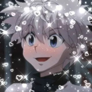 🖤 37fb1f78 Killua Zoldyck Hunter x Hunter Аниме, Персонаж, Мультфильм, Киллуа, Hunter x Hunter, Милый, Блестящий whatsapp sticker