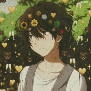 🖤 48ade0d0 meme:) Аниме, Мультфильм, Персонаж, Мем, Милый, Сердечки whatsapp sticker