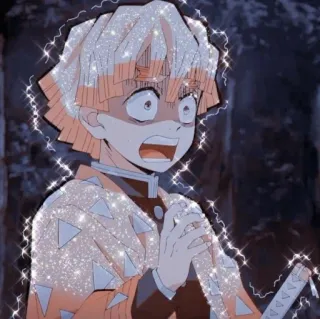 🖤 6b627606 Zenitsu Agatsuma Demon Slayer Аниме, Клинок, рассекающий демонов, Зеницу, Персонаж, Манга, Наклейка whatsapp sticker