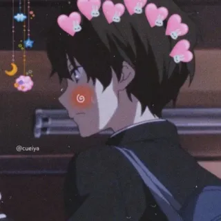 🖤 6fe5975c @cueiya Аниме, Сердечки, Каваий, Милый, Румянец, Парень whatsapp sticker