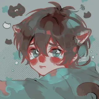 🖤 92e17bc7 Аниме, Манга, Каваий, Милый, Плачущий, Кот, Иллюстрация, Грустный whatsapp sticker