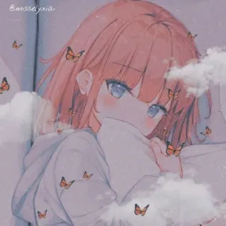 🖤 acab03b8 @misselyxia Аниме, Девушка, Бабочки, Милый, Искусство, Облака whatsapp sticker