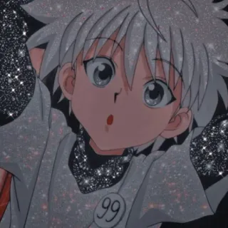 🖤 f8c3e201 Killua Zoldyck Hunter x Hunter Аниме, Киллуа, Hunter x Hunter, Блестки, Мультфильм, Персонаж, Манга whatsapp sticker