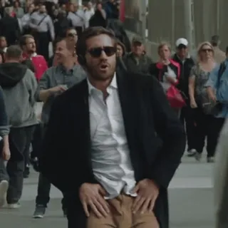 🕺 a73f40e8 man, dancing, sunglasses, city, street, crowd telegram sticker