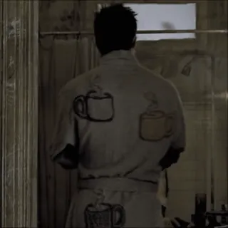 👨‍🦲 b2ca5588 coffee mug, robe, house, home, lifestyle, relaxing, morning telegram sticker