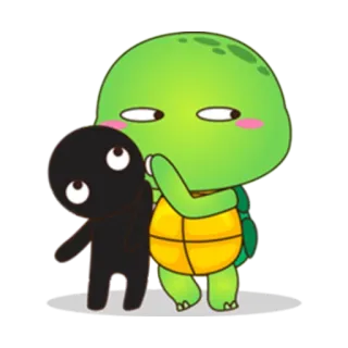 🙊 9632da15 거북이, 만화, 귀여운, 초록색, 캐릭터, 카와이 telegram sticker