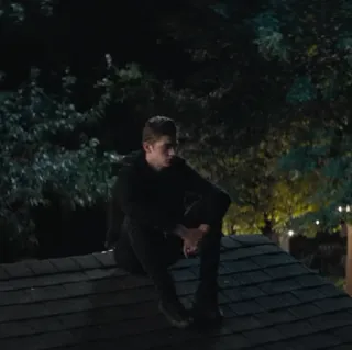 📚 fd0e013f Dach, sitzen, Nacht, dunkel, allein, Teenager whatsapp sticker