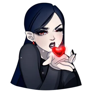 ❤ 185e94d7 แวมไพร์, หัวใจ, การ์ตูน, ผู้หญิง, แฟนตาซี, ตาสีแดง telegram sticker