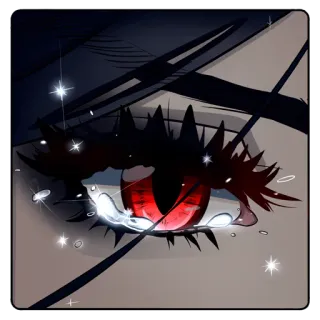 👁 cbfc4efd ตา, อนิเมะ, การ์ตูน, สีแดง, ประกาย, กลิตเตอร์, น้ำ telegram sticker