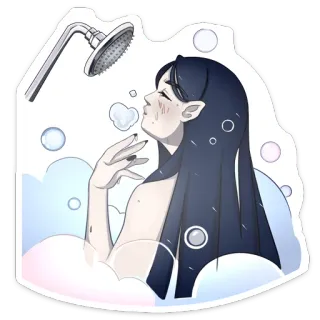 🚿 0e74e45b 淋浴, 女人, 泡泡, 干净, 浴室, 贴纸 telegram sticker