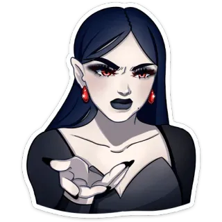 ✋ 62d3a0ef 吸血鬼, 哥特, 女人, 黑暗, 幻想, 角色, 红眼, 魔法 telegram sticker