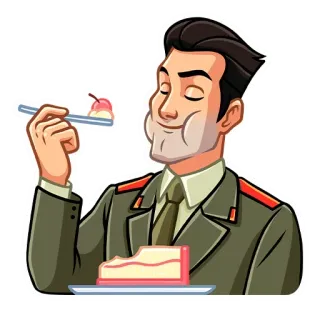 🍰 50ae4238 militar, oficial, pastel, postre, comiendo, uniforme telegram sticker