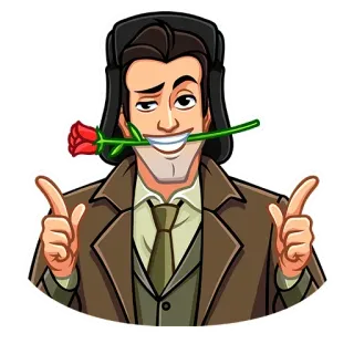 🌹 5c103c57 hombre, rosa, flor, gesto, dibujo animado, amigable telegram sticker