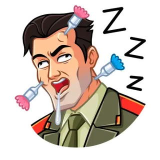 😴 c3442a36 Dardos, Uniforme militar, Dibujo animado, Sueño, Agotado, Hombre, Expresión exagerada telegram sticker
