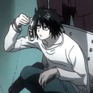 🤨 71a107c2 L Lawliet Death Note anime, L Lawliet, Death Note, detective, character, manga telegram sticker