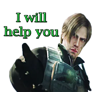 😇 8d6a8384 Leon S. Kennedy Resident Evil I will help you 生化危机, 里昂·S·肯尼迪, 电子游戏, 帮助 telegram sticker