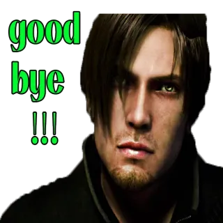 ✋ 973cab23 Leon S. Kennedy Resident Evil good bye!!! 电子游戏, 角色, 再见, 告别 telegram sticker