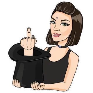 🖕 96689a9d 가운데 손가락, 불쾌한, 무례한, 여자, 만화, 태도 telegram sticker