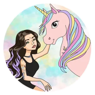 🦄 c1a1c9e2 유니콘, 소녀, 판타지, 우정, 마법, 만화 telegram sticker