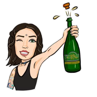 👏 031b3dd5 celebración, fiesta, alcohol, champán, brindis, bebiendo, feliz, mujer telegram sticker