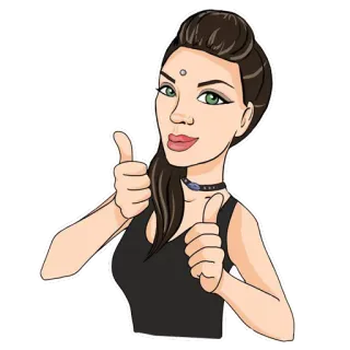 👍 5fa6a63e mujer, pulgares arriba, dibujos animados, retrato, chica telegram sticker